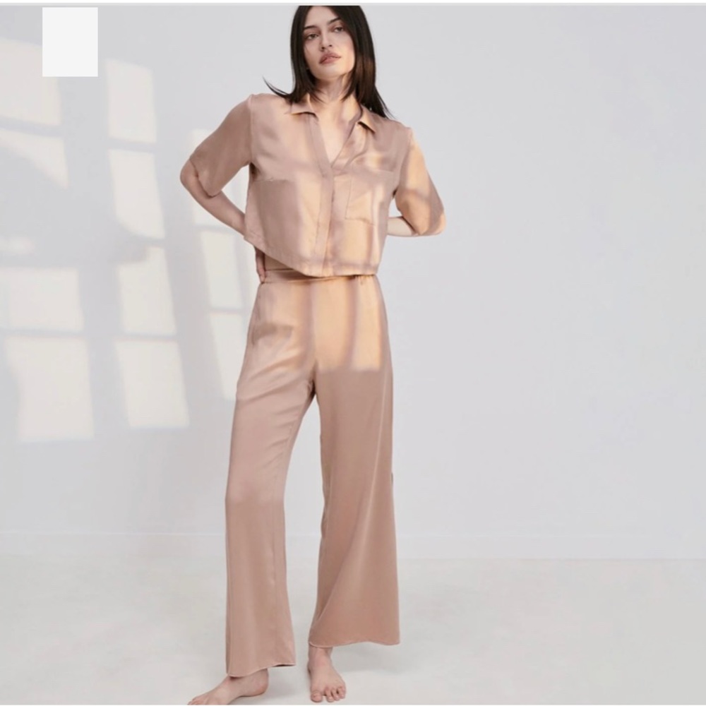 Lunya Washable Silk High Rise Pant Sleep Set XS